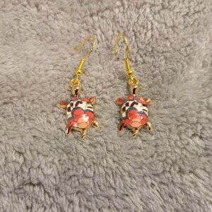 Turtles #10 Womens Earrings One Pair Orange Black Zinc Alloy Hanging E75E